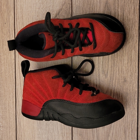 NIKE Air Jordan 12 Retro TD 'reverse Flu Game' 2020 850000-602 Kids‎ Baby Sz 9 C - Picture 1 of 7